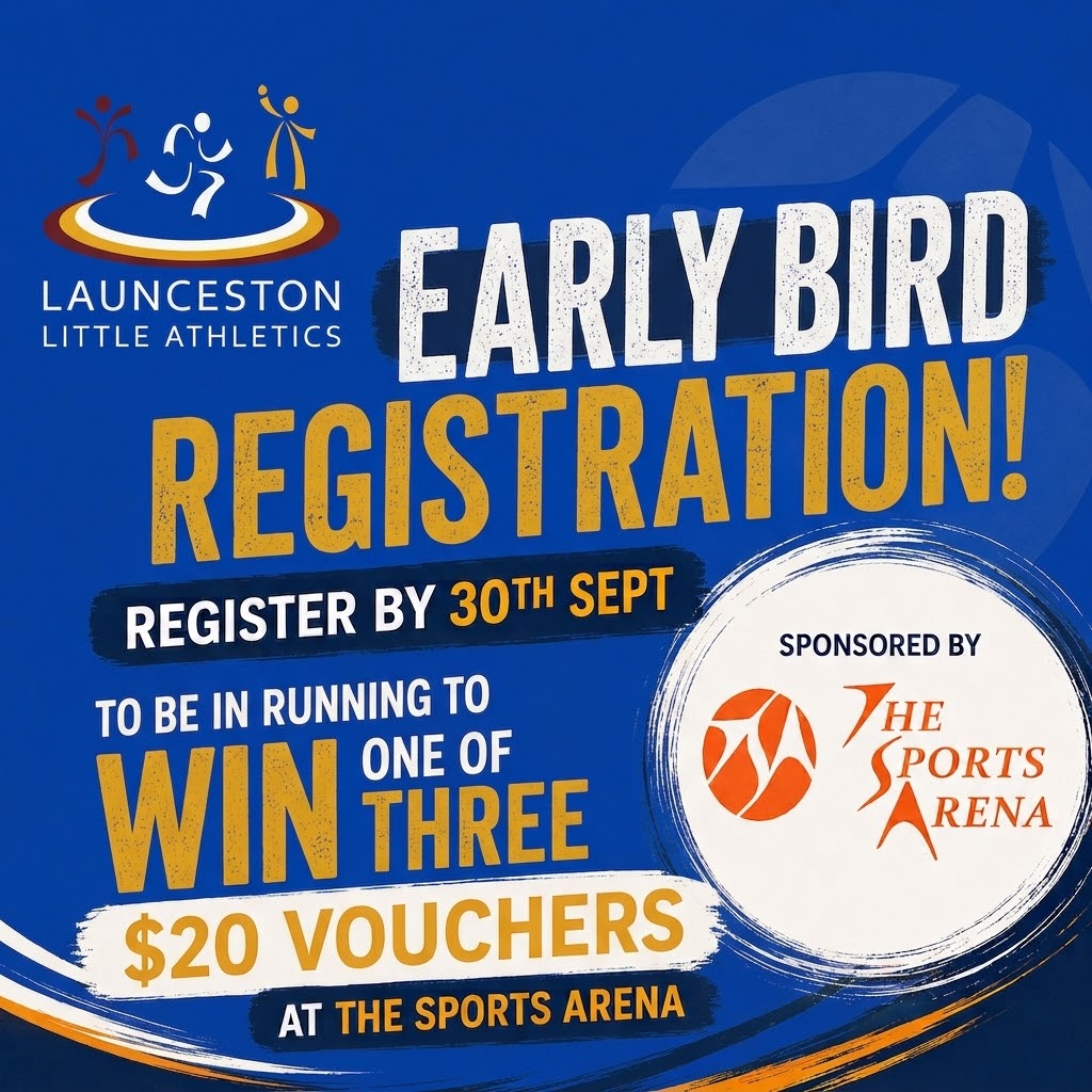 Early bird registration — register by 30 September to win one of three $20 Sports Arena vouchers